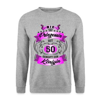50 Geburtstag Frauen Geschenk 50 Jahre Geburtstag - Unisex Pullover - Weißgrau meliert - Vorne - Alina (178cm) & Michal (187cm)