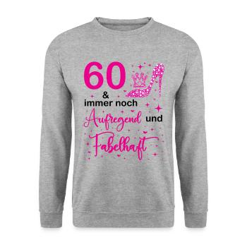 60 Geburtstag Frauen Geschenk 60 Jahre Geburtstag - Unisex Pullover - Weißgrau meliert - Vorne - Alina (178cm) & Michal (187cm)
