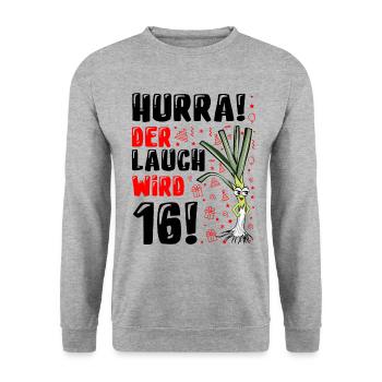 16 Geburtstag Junge Gag Geschenk Ehrenlauch - Unisex Pullover - Weißgrau meliert - Vorne - Alina (178cm) & Michal (187cm)