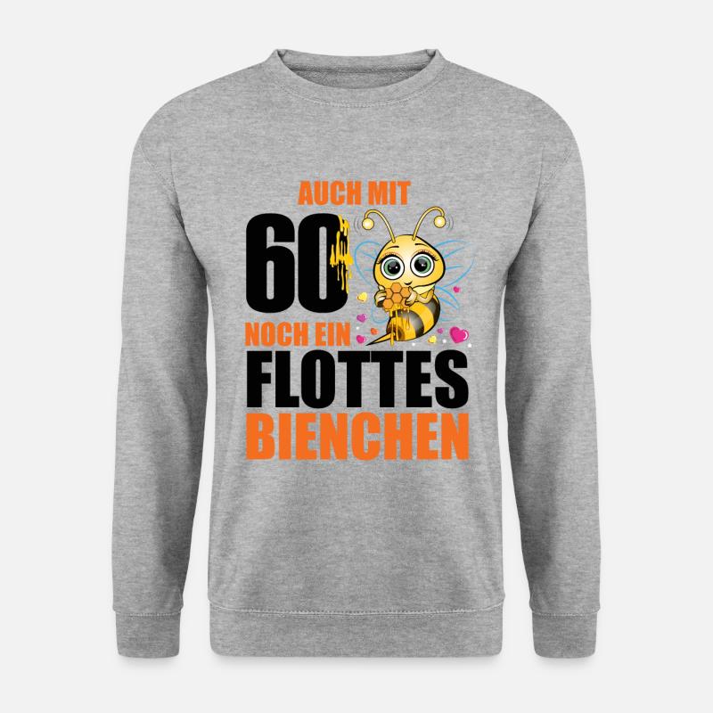 60 Geburtstag Frauen Geschenk lustig Biene Imker - Unisex Pullover - Weißgrau meliert
