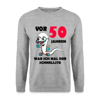 50.Ehrentag 50. Jubiläum Club der alten Säcke 50 - Unisex Pullover - Weißgrau meliert - Vorne - Alina (178cm) & Michal (187cm)