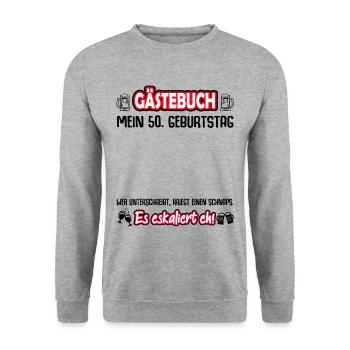 50 Geburtstag 50 Ehrentag Geschenk Mann Frau Fun - Unisex Pullover - Weißgrau meliert - Vorne - Alina (178cm) & Michal (187cm)