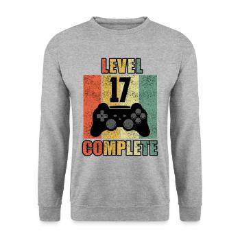 17 Geburtstag 17 Jahre Geschenk lustig 17 Jubiläum - Unisex Pullover - Weißgrau meliert - Vorne - Alina (178cm) & Michal (187cm)
