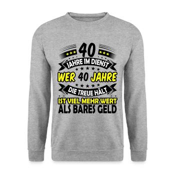 40. Dienstjubiläum 40. Firmenjubiläum Geschenk - Unisex Pullover - Weißgrau meliert - Vorne - Alina (178cm) & Michal (187cm)