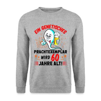 Vor 60 Jahren war ich mal der Schnellste 60 Jahre - Unisex Pullover - Weißgrau meliert - Vorne - Alina (178cm) & Michal (187cm)