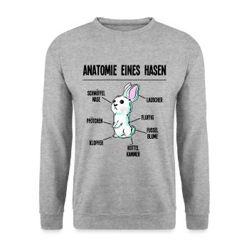Hasen Mama Kaninchen Karnickel Hasi Hasenzüchter - Unisex Pullover - Weißgrau meliert - Vorne - Alina (178cm) & Michal (187cm)