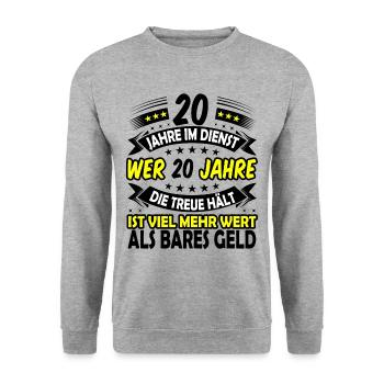 20. Dienstjubiläum 20. Firmenjubiläum Geschenk - Unisex Pullover - Weißgrau meliert - Vorne - Alina (178cm) & Michal (187cm)