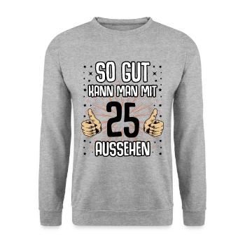Baujahr 1996 lustig 25 Geburtstag Geschenkidee - Unisex Pullover - Weißgrau meliert - Vorne - Alina (178cm) & Michal (187cm)