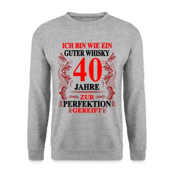 40. Geburtstag lustig Mann 40 Geburtstag Geschenk - Unisex Pullover - Weißgrau meliert - Vorne - Alina (178cm) & Michal (187cm)