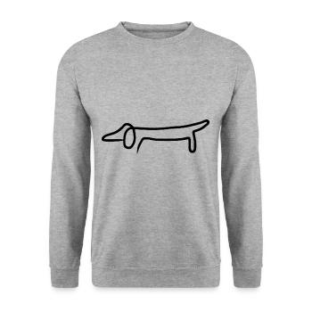 Dackel Kunst - Unisex Pullover - Weißgrau meliert - Vorne - Alina (178cm) & Michal (187cm)