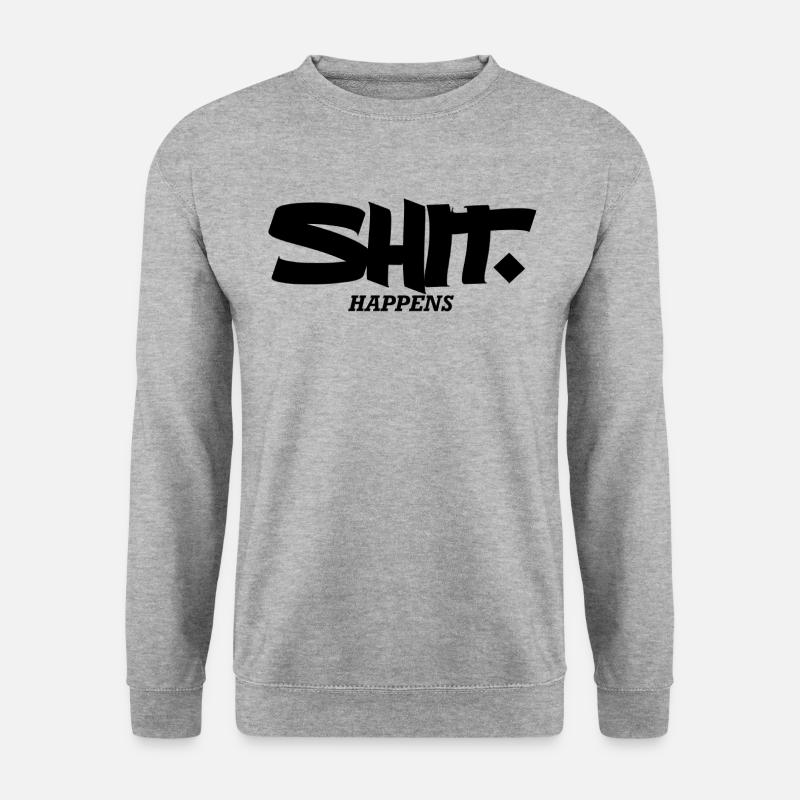 Shit Happens schieße passiert Geschenk lustig - Unisex Pullover - Weißgrau meliert