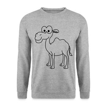 Kamel Comic - Unisex Pullover - Weißgrau meliert - Vorne - Alina (178cm) & Michal (187cm)