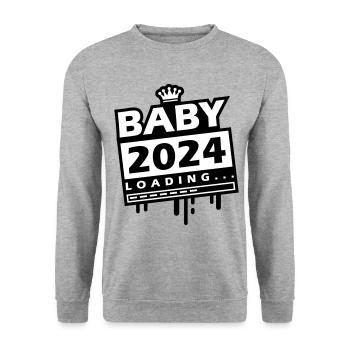 Baby 2024 Loading - Unisex Pullover - Weißgrau meliert - Vorne - Alina (178cm) & Michal (187cm)