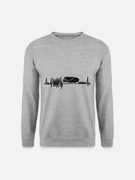 Hobbygärtner Rasenroboter Rasenmähroboter Fun - Unisex Pullover - Weißgrau meliert