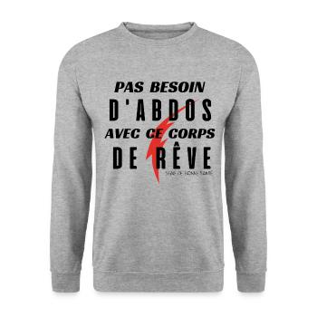 Pas Besoin d'Abdos avec ce corps de rêve (nr) - Sweat-shirt Unisexe - gris chiné - Devant - Alina (178cm) & Michal (187cm)