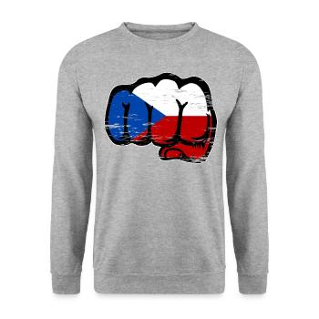 Czech Republic Fist Flag used - Unisex Sweatshirt - salt & pepper - Front - Alina (178cm) & Michal (187cm)