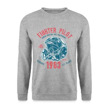 Pilote de chasse - pilotes de chasse de jet shirt design - Sweat-shirt Unisexe - gris chiné - Devant - Alina (178cm) & Michal (187cm)