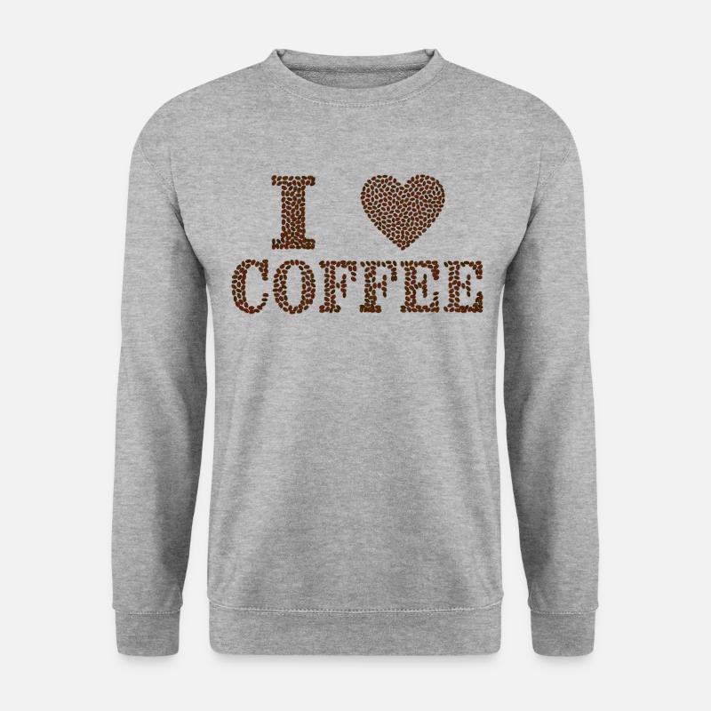 Ich liebe Kaffee. - Unisex Pullover - Weißgrau meliert