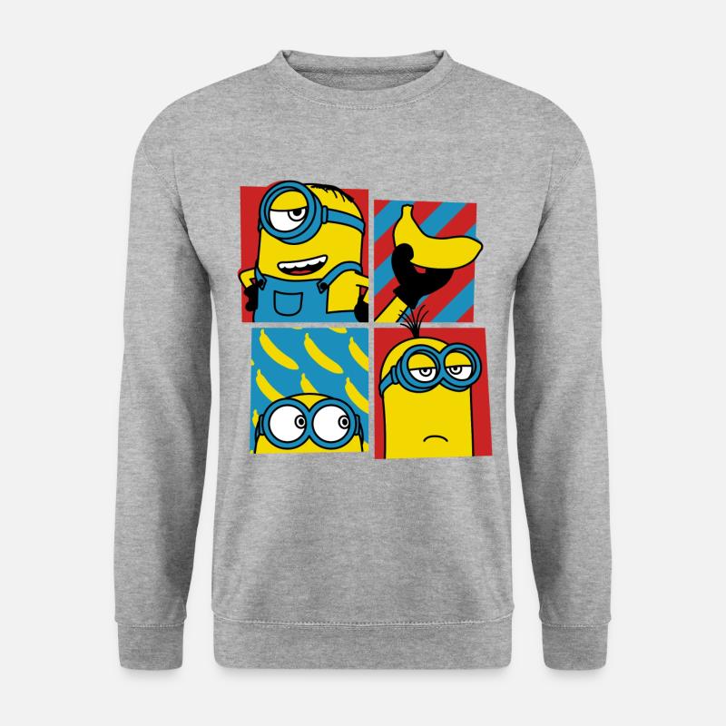 Minions Stuart Bob Kevin Humor - Unisex Pullover - Weißgrau meliert
