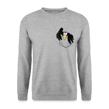 Drôle de corbeau petit corbeau noir dans le sac - Sweat-shirt Unisexe - gris chiné - Devant - Alina (178cm) & Michal (187cm)
