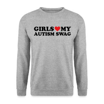Girls Love My Autism Swag - Unisex Sweatshirt - salt & pepper - Front - Alina (178cm) & Michal (187cm)