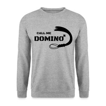 Call me Domino Peitsche Sex Geschenk Domina - Unisex Pullover - Weißgrau meliert - Vorne - Alina (178cm) & Michal (187cm)