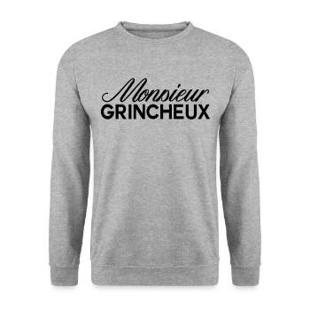 monsieur grincheux - Sweat-shirt Unisexe - gris chiné - Devant - Alina (178cm) & Michal (187cm)