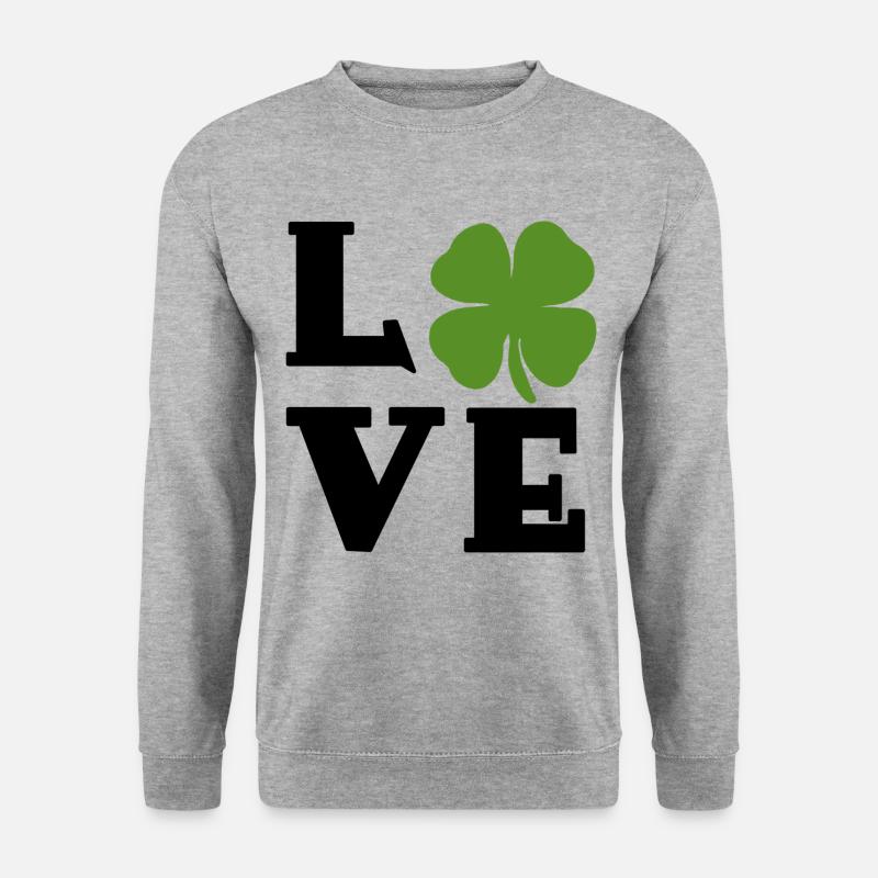 Vierblättriges Kleeblatt Neujahr Glücksklee Klee - Unisex Pullover - Weißgrau meliert