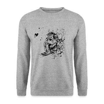 Affe am Seil - Unisex Pullover - Weißgrau meliert - Vorne - Alina (178cm) & Michal (187cm)