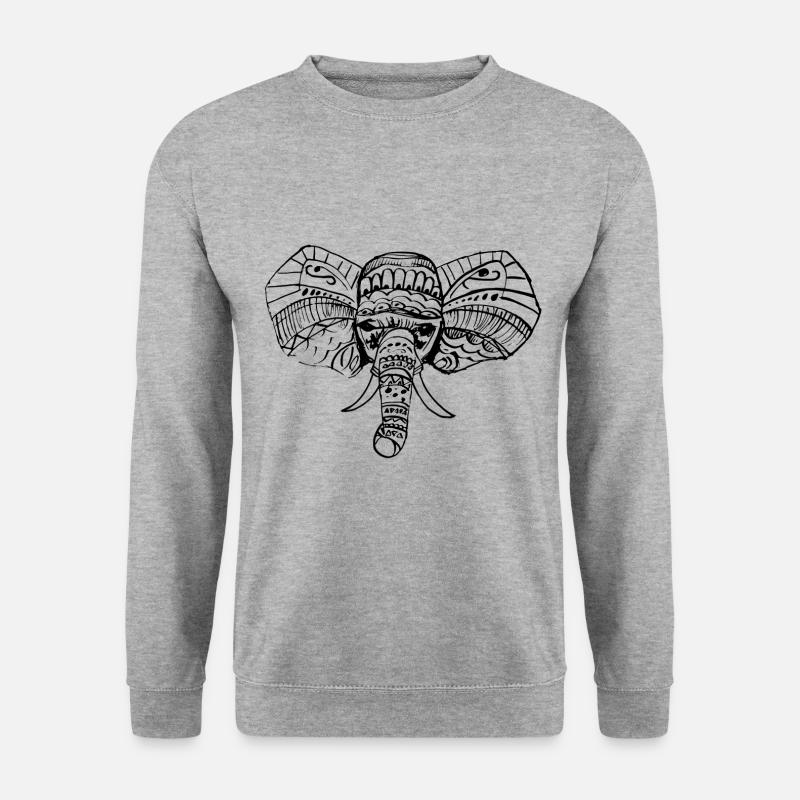 Elefant Indien - Unisex Pullover - Weißgrau meliert