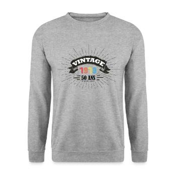Vintage exemplaire unique 1973 Edition limitée - Sweat-shirt Unisexe - gris chiné - Devant - Alina (178cm) & Michal (187cm)