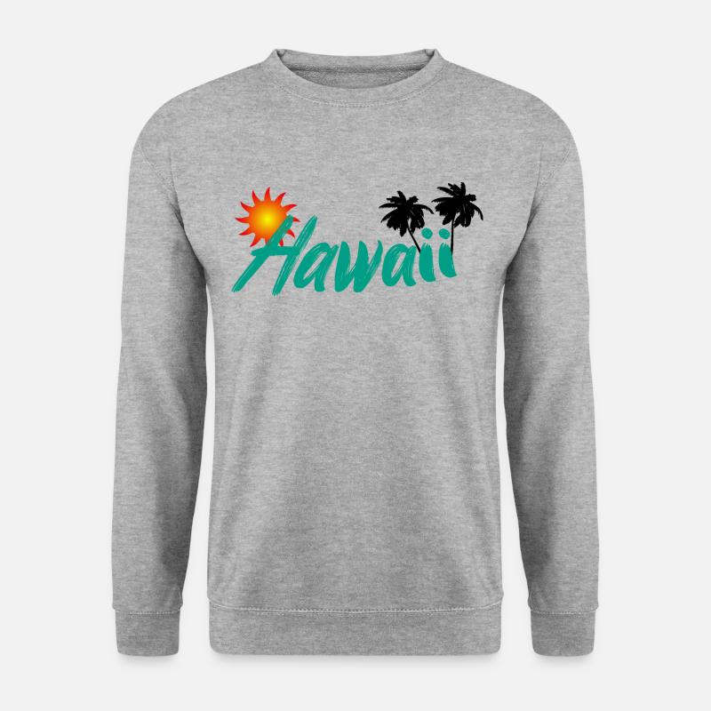 Hawaii Sonne Traumhaft Urlaub Palmen - Unisex Pullover - Weißgrau meliert