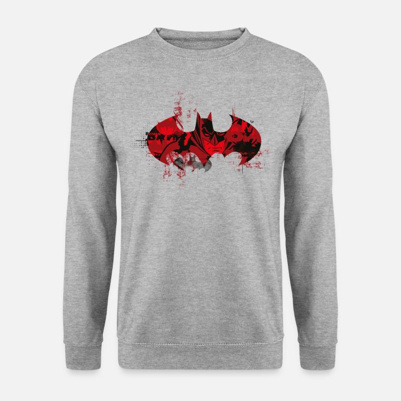 Batman Logo Rot - Unisex Pullover - Weißgrau meliert