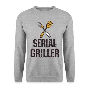 Série Griller BBQ Grill Couverts Professionnels Grill - Sweat-shirt Unisexe - gris chiné - Devant - Alina (178cm) & Michal (187cm)