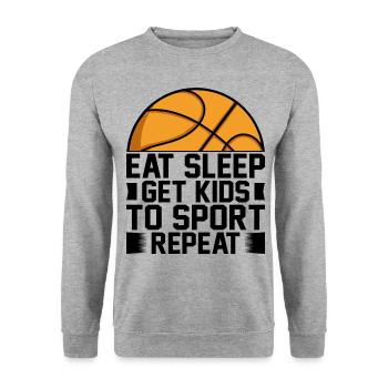 Eat Sleep Get Kids To Sport Repeat I Basketballer - Unisex Sweatshirt - salt & pepper - Front - Alina (178cm) & Michal (187cm)