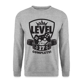 Niveau 17 Cadeau d’anniversaire complet 17 ans - Sweat-shirt Unisexe - gris chiné - Devant - Alina (178cm) & Michal (187cm)