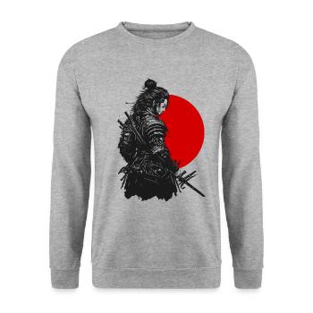 japanischer Samurai Krieger Ninja Karate - Unisex Pullover - Weißgrau meliert - Vorne - Alina (178cm) & Michal (187cm)