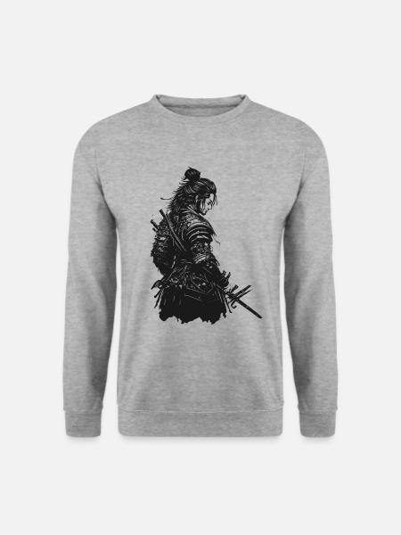 japanischer Samurai Krieger Ninja Karate - Unisex Pullover - Weißgrau meliert
