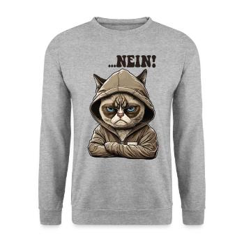 Nein! Neinsager - Mitarbeiter Arbeitskollegen - Unisex Pullover - Weißgrau meliert - Vorne - Alina (178cm) & Michal (187cm)