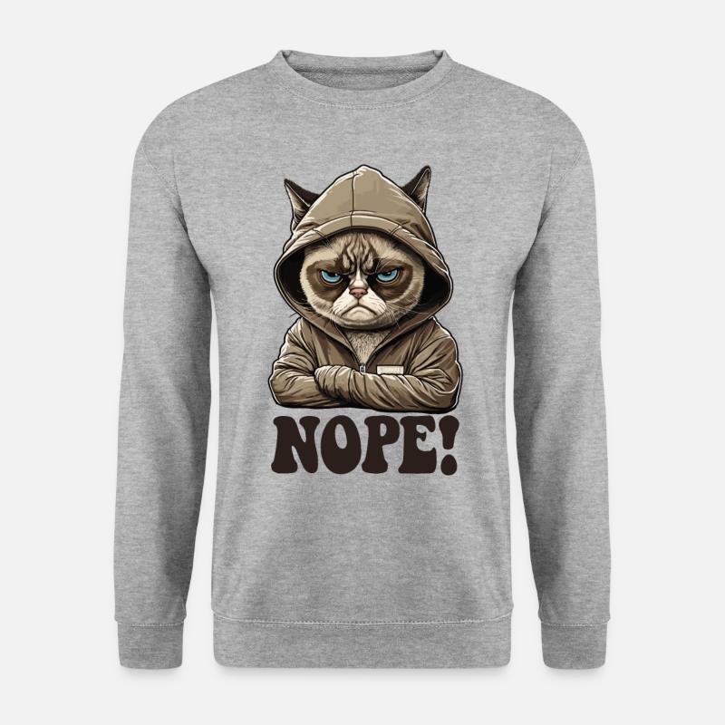 Nope! Neinsager - Mitarbeiter Arbeitskollegen - Unisex Pullover - Weißgrau meliert
