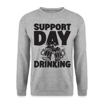 Support Day Drinking Squad Party und Bier trinken - Unisex Pullover - Weißgrau meliert - Vorne - Alina (178cm) & Michal (187cm)