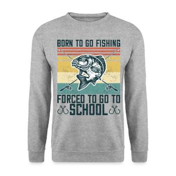 Born To Go Fishing Bass Fish Fisherman Boys - Unisex Sweatshirt - salt & pepper - Front - Alina (178cm) & Michal (187cm)