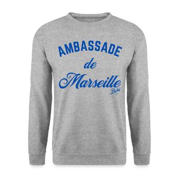 Ambassade de Marseille - Sweat-shirt Unisexe - gris chiné - Devant - Alina (178cm) & Michal (187cm)