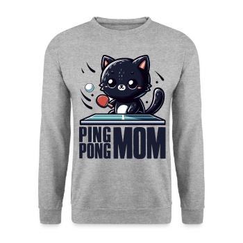 Table Tennis Katze Pingpong Black Cat Mom Outfit - Sweat-shirt Unisexe - gris chiné - Devant - Alina (178cm) & Michal (187cm)
