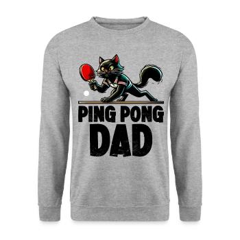 Table Tennis Katze Pingpong Black Cat Dad Outfit - Sweat-shirt Unisexe - gris chiné - Devant - Alina (178cm) & Michal (187cm)