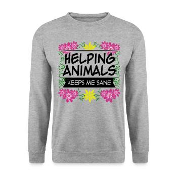 Vétérinaire Assistante Vétérinaire Fleurs - Sweat-shirt Unisexe - gris chiné - Devant - Alina (178cm) & Michal (187cm)