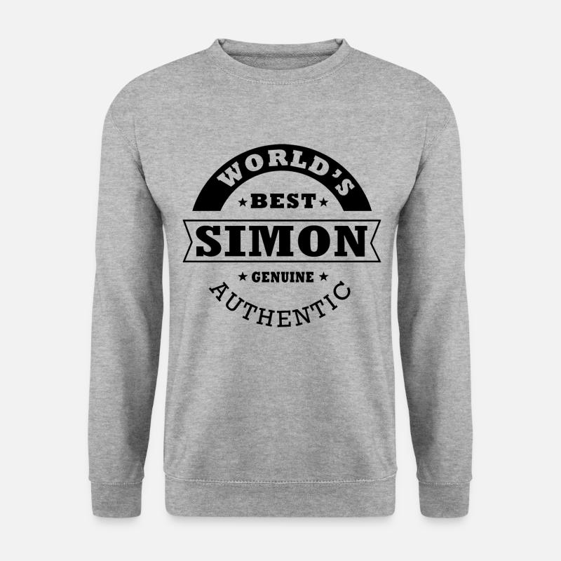 SIMON T-Shirt personalisierter Name Simon - Unisex Pullover - Weißgrau meliert