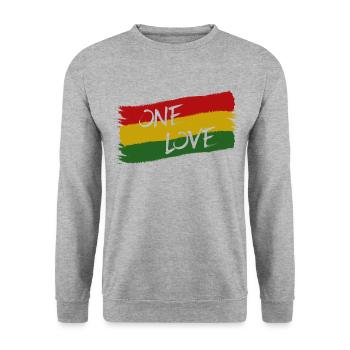 Reggae Jamaica One Love Reggaeton Rasta Flag - Unisex Sweatshirt - salt & pepper - Front - Alina (178cm) & Michal (187cm)