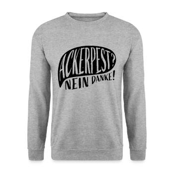Ackerpest? Nein Danke - Bienen Pestizide - Unisex Pullover - Weißgrau meliert - Vorne - Alina (178cm) & Michal (187cm)