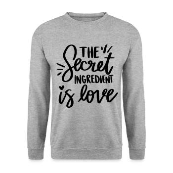 Die geheime Zutat ist Liebe, Für Valentinstag - Unisex Pullover - Weißgrau meliert - Vorne - Alina (178cm) & Michal (187cm)